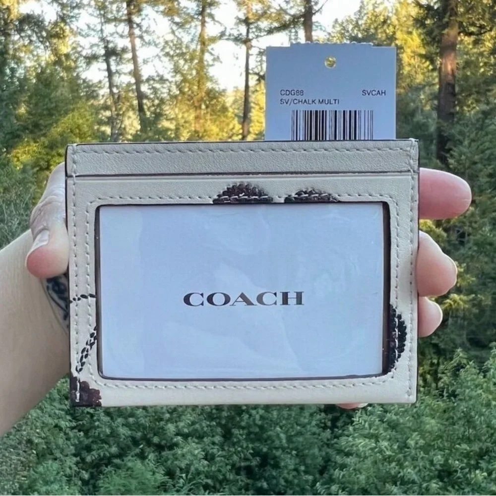 COACH Slim Id Card Case With Cherry Print CDG88 NWT AUTHENTIC